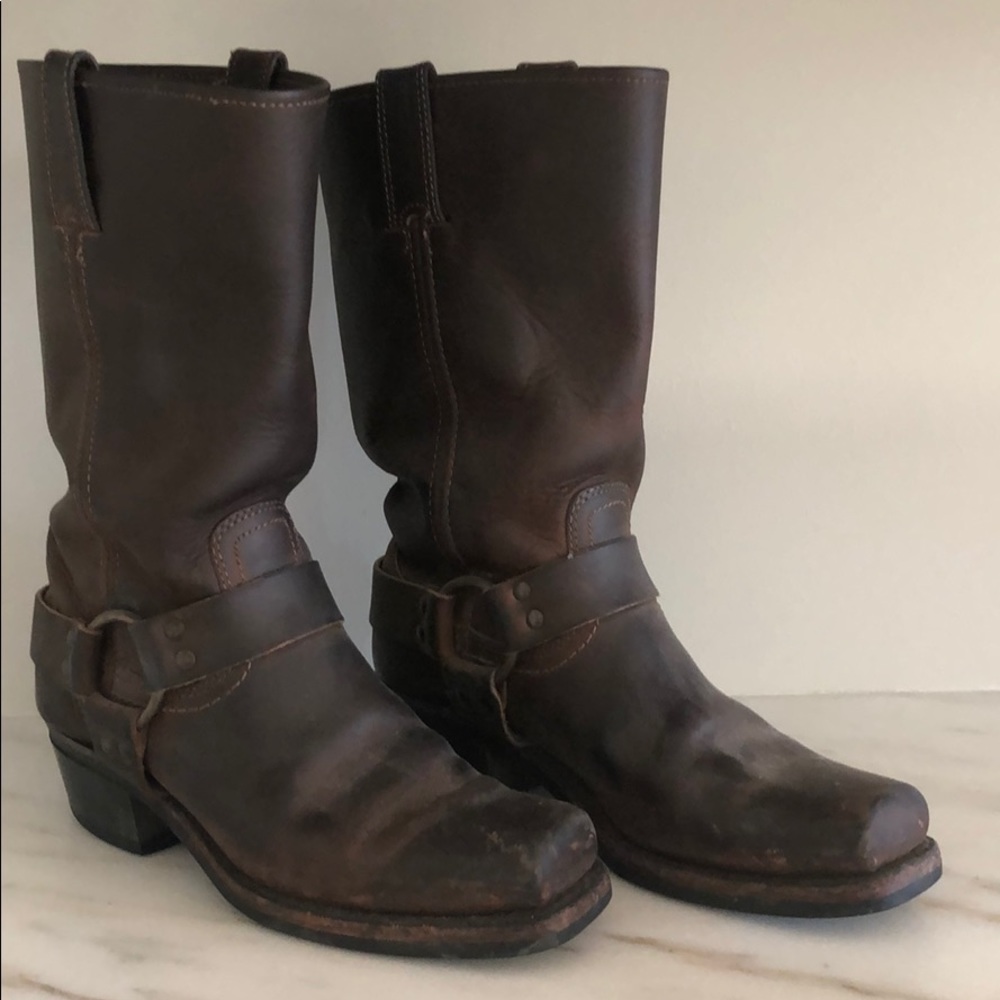 Frye Leather Boots with harness detail